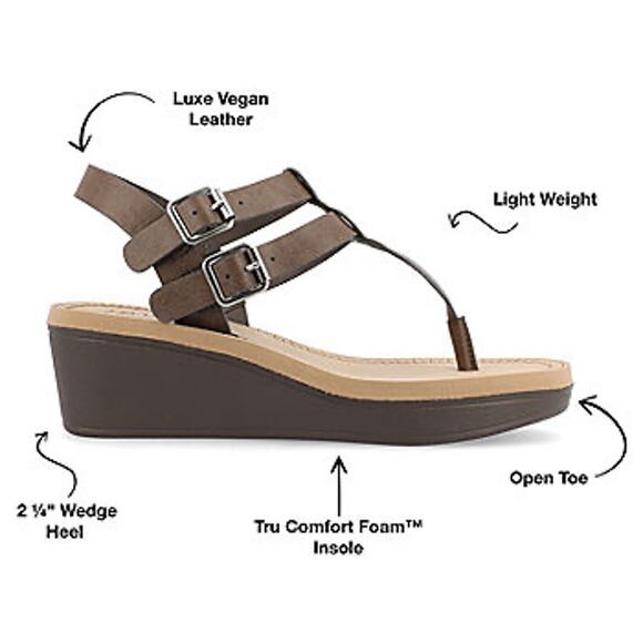 Journee Collection Women's Bianca Wedge Sandals SZ 8.5 - Picture 7 of 11